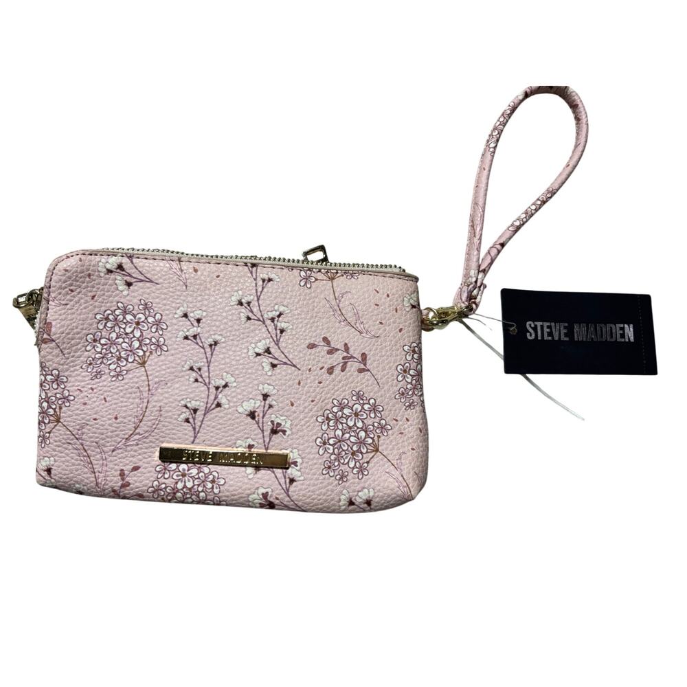 NWT Steve Madden Blush Pink Floral Zippered Small Wristlet